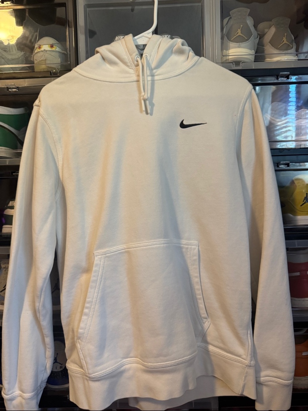 Nike White Pullover Hoodie with Black Swoosh